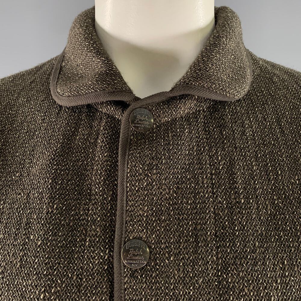 RRL by RALPH LAUREN Size L Green Grey Knit Wool Cotton Snap Button Jacket - Picture 2 of 10
